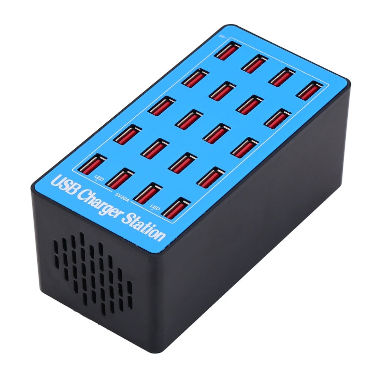WLX-A5 90W 20 ports USB chargeur intelligent de station de charge attribué automatiquement avec indicateur d'alimentation LED AC 100-240V