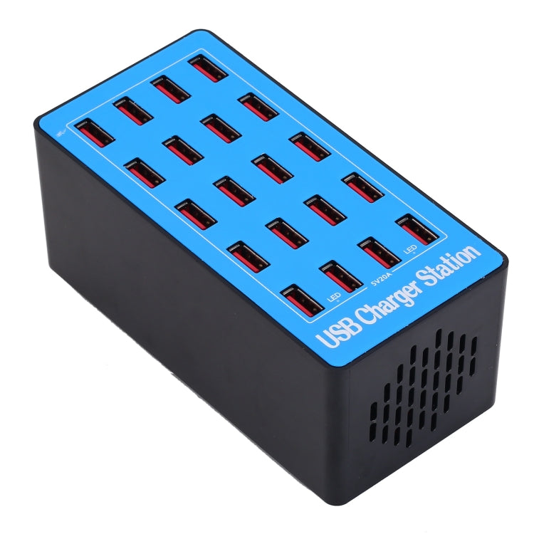 WLX-A5 90W 20 ports USB chargeur intelligent de station de charge attribué automatiquement avec indicateur d'alimentation LED AC 100-240V