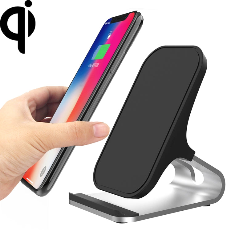 HAMTOD M5 15W Smart Design Dual Coil Qi Wireless Charger with Standard Stand with Indicator Light Fast Charging Stand (Silver)