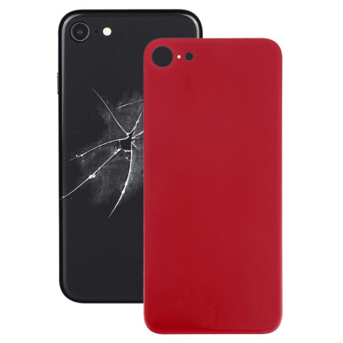Couvercle de batterie arrière en verre avec grand trou de caméra de remplacement facile avec adhésif pour iPhone 8 (rouge)
