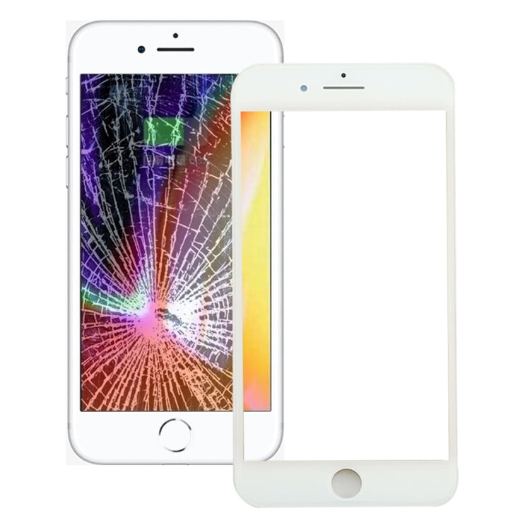 Front Screen Outer Glass Lens with Front LCD Screen Bezel Frame and Clear OCA Adhesive for iPhone 8 (White)