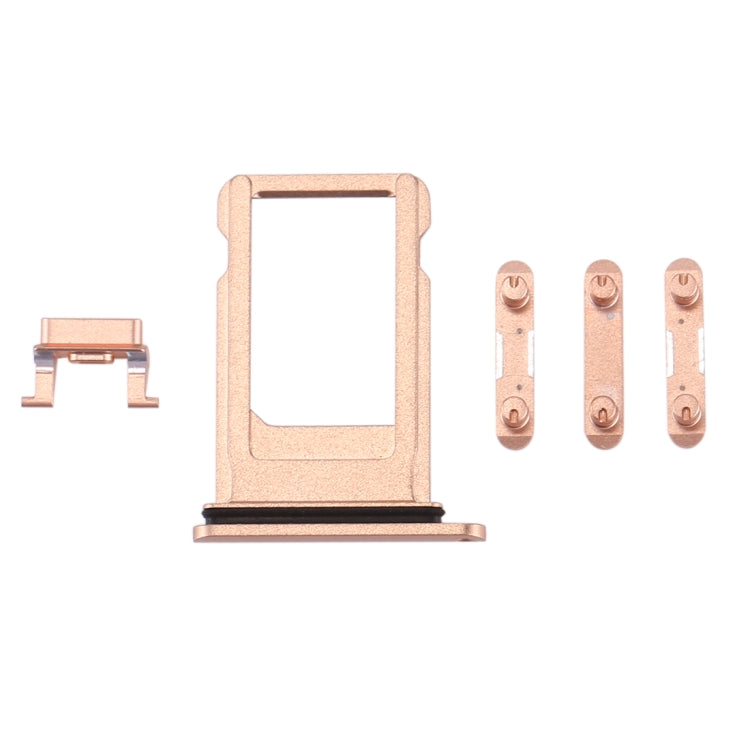 Card Tray + Volume Control Key + Power Button + Vibrator Key with Mute Switch for iPhone 8 (Gold)
