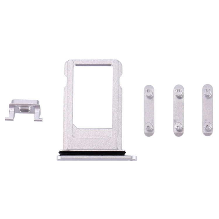 Card Tray + Volume Control Key + Power Button + Vibrator Key with Mute Switch for iPhone 8 (Silver)