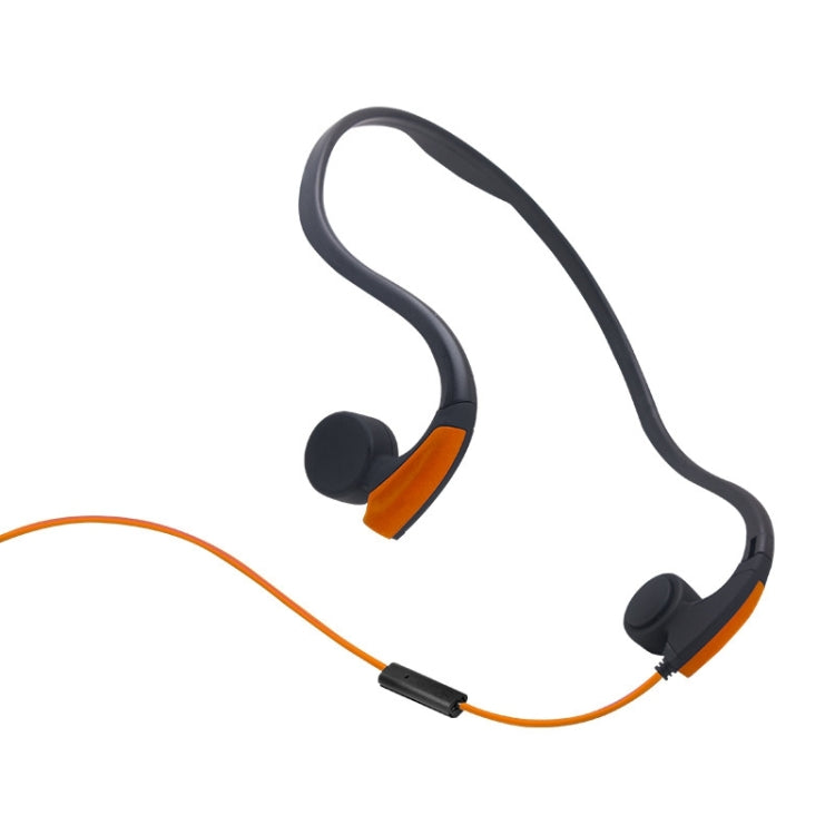 Écouteurs de sports de plein air à conduction osseuse contrôlée par câble de suspension arrière (orange)