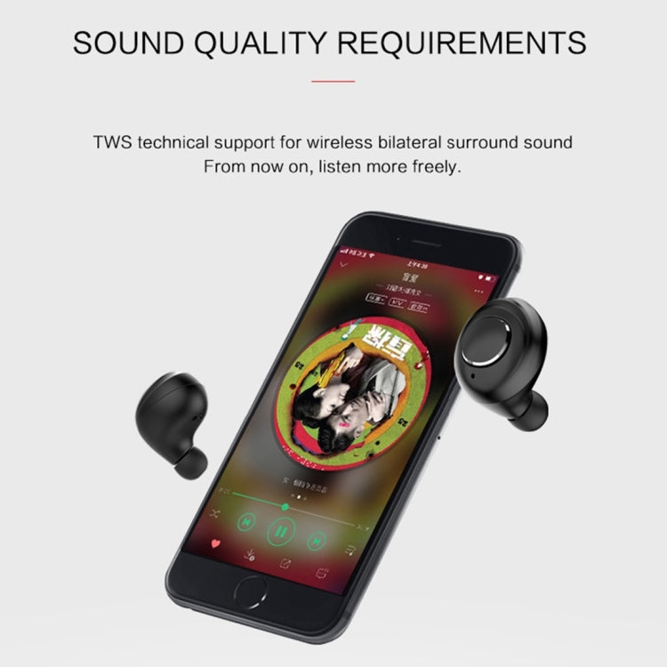 X8 TWS - Écouteurs intra-auriculaires portables Bluetooth V5.0 pour sports de plein air avec boîtier de chargement (Noir)