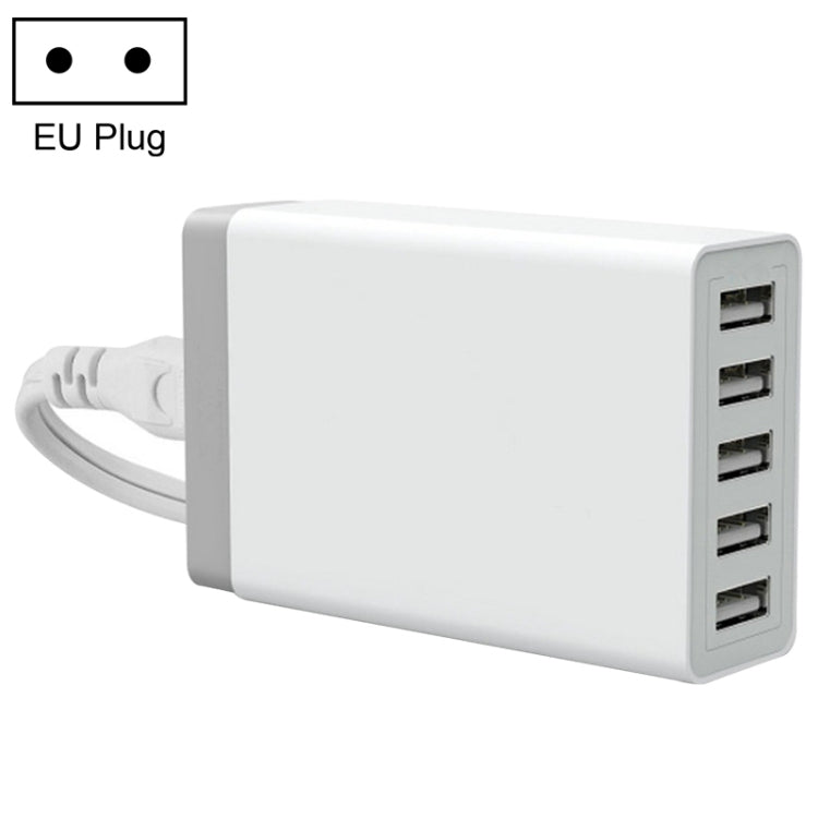 XBX09 40W 5V 8A 5 USB Ports Fast Travel Charger EU Plug (White)