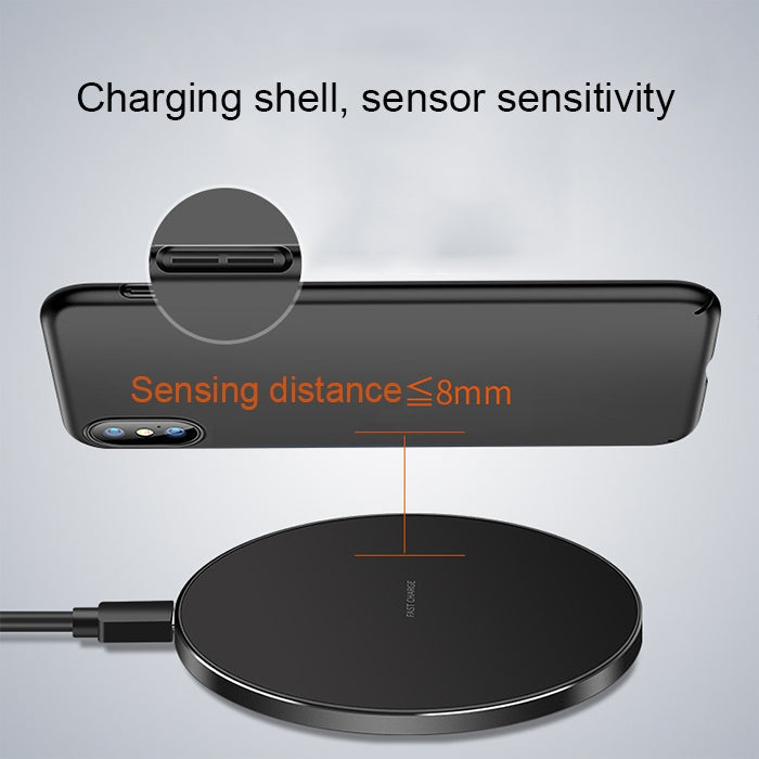 GY-68 Aluminum Alloy Ultra-thin Wireless Fast Charging Qi Charger Pad (Black Red)