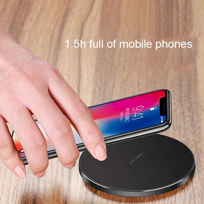 GY-68 Aluminum Alloy Ultra-thin Wireless Fast Charging Qi Charger Pad (Black Red)