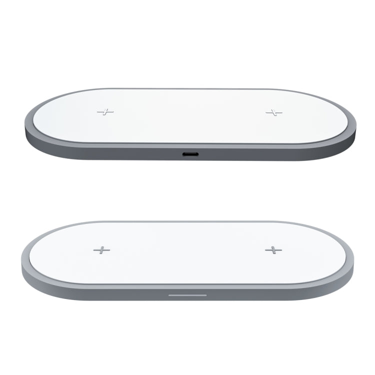 W31 Chargeur sans fil double charge standard QI 2 en 1 pour téléphone mobile standard QI et AirPods 2 (Blanc)