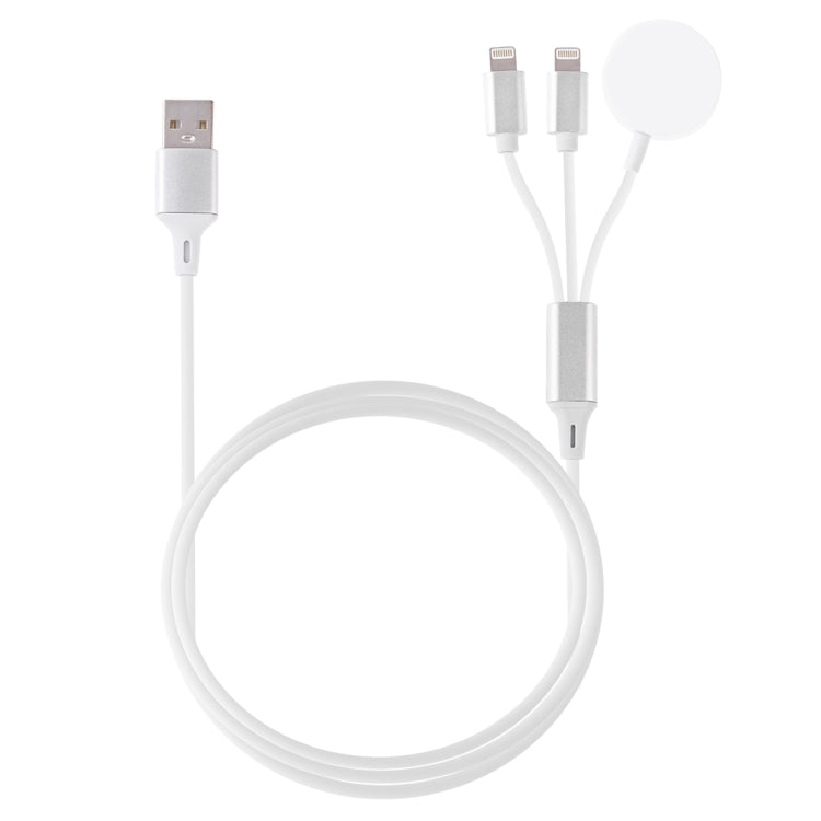 Câble de Charge Magnétique Multifonction 3 en 1 8 Broches pour iPhone / Apple Watch Longueur : 1m (Blanc)