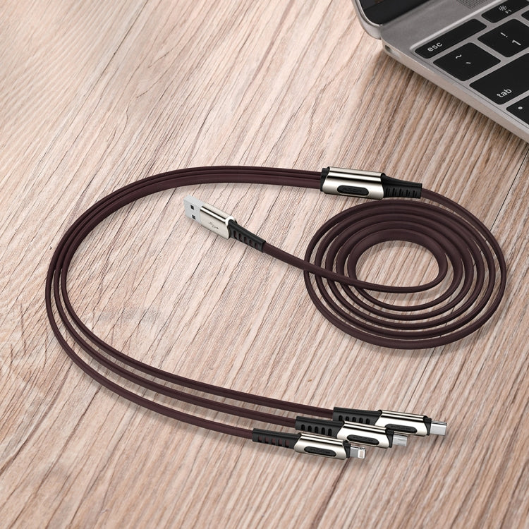 Rock M8 3 en 1 Multifunción 8 Pines + Micro + Tipo-C / USB-C Cable de Carga de tejido de aleación de zinc longitud: 1.2 m (Negro)