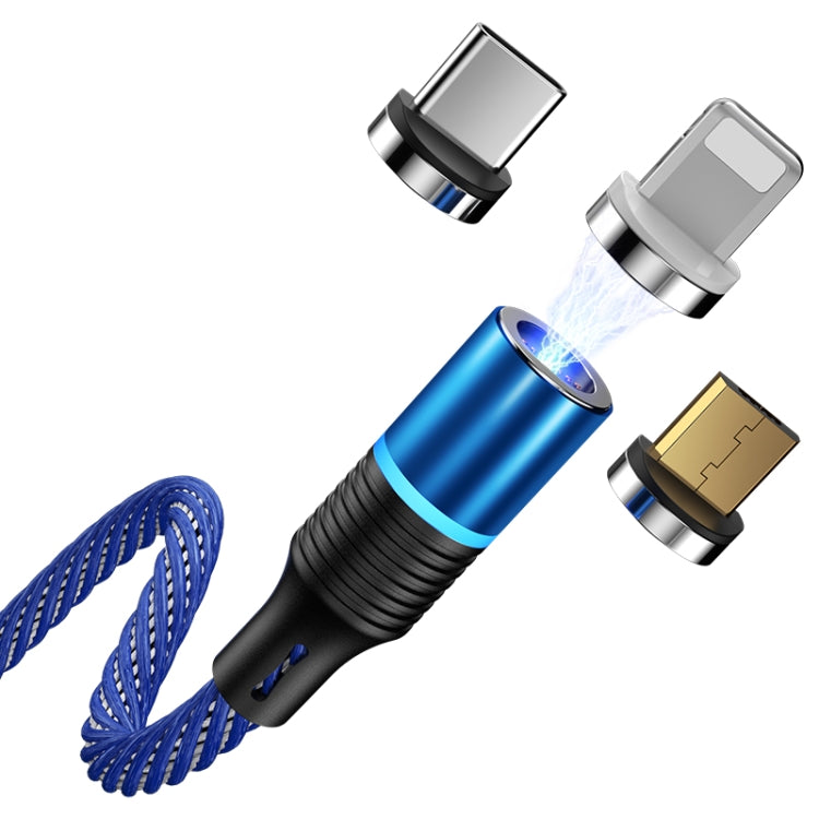 CAFELE 3 en 1 8 Pines + Micro USB + Type-C / USB-C Magneto Series Cable de Datos de Carga Magnética longitud: 2 m (Azul)