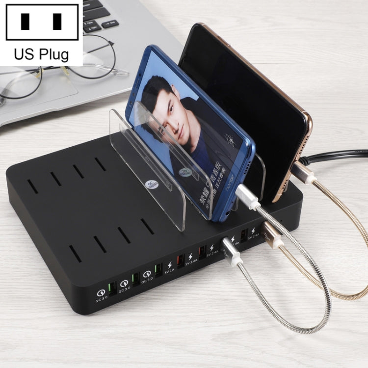 X6S 110W 3 USB Ports QC 3.0 + 5 USB Ports Smart Charger with Detachable Bezel US Plug