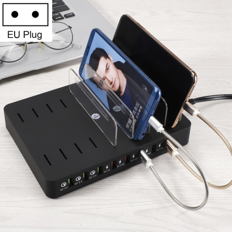 X6S 110W 3 USB Ports QC 3.0 + 5 USB Ports Smart Charger with Detachable Bezel EU Plug