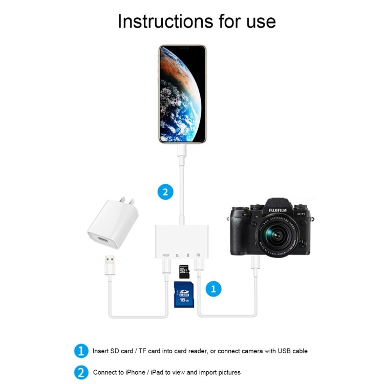 NK-108L 8 Pin to USB + TF Card + SD Card Camera Reader Adapter Support IOS 9.1 and above system