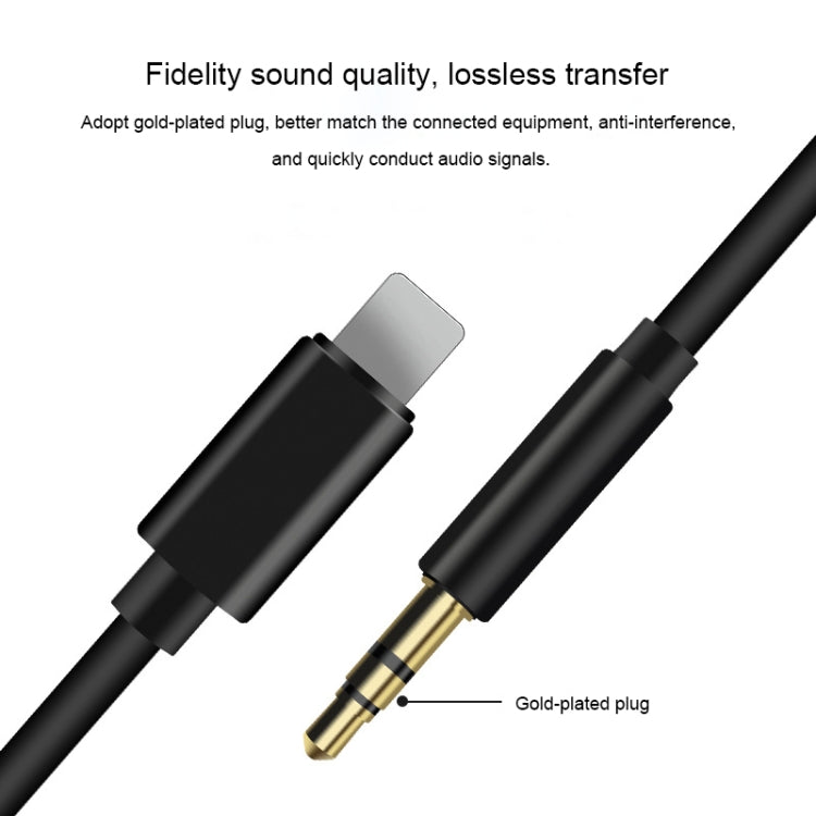 Cable Adaptador de Audio AUX de 8 Pines a 3.5 mm longitud: 1 m (Negro)