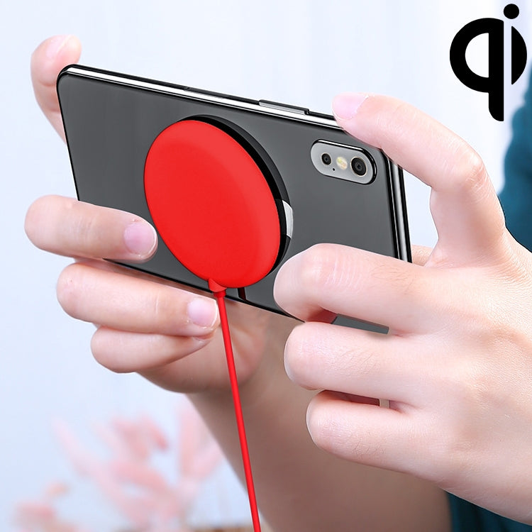 Cargador Inalámbrico de Carga Rápida de la taza de succión Portátil de 5W adecuada para iPhone 8 / X longitud: 1m (Rojo)