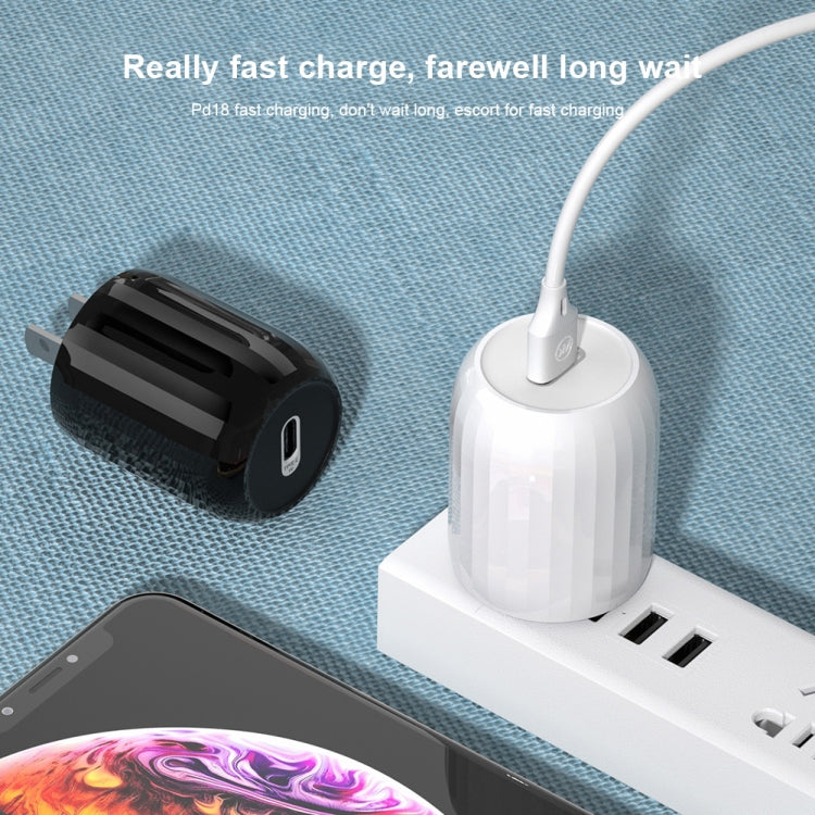 WK WP-U75 Type-C / USB-C PD 18W Ultra-Fast Travel Charger Power Adapter US Plug (White)