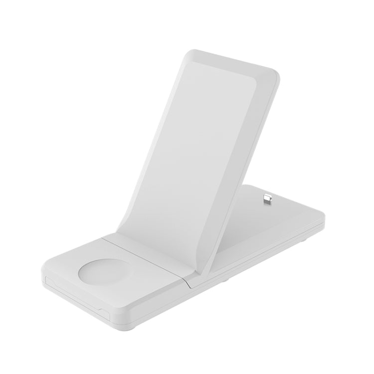 Cargador Inalámbrico plegable Portátil H6 3 en 1 para iPhone + iWatch + AirPods (Blanco)