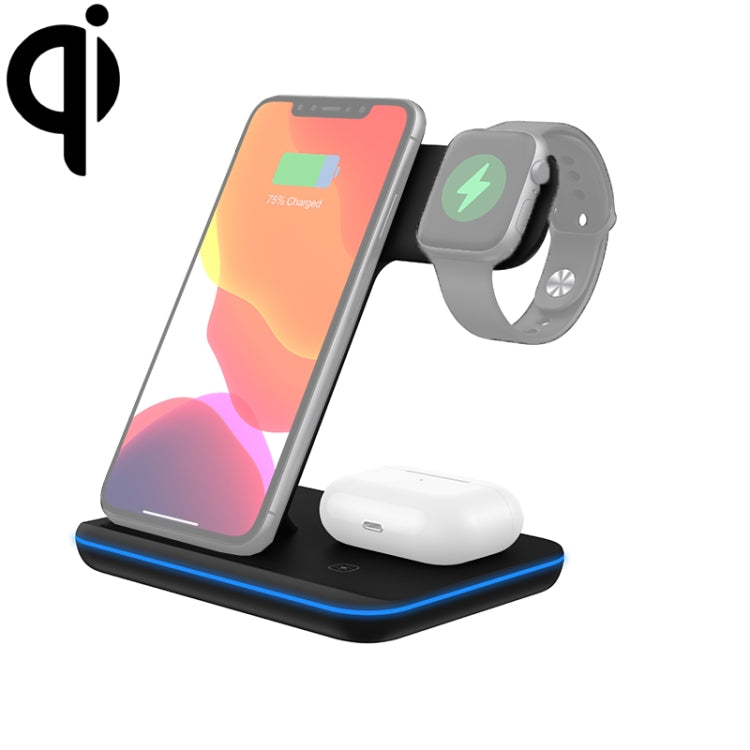 Z5A QI Vertical Magnetic Wireless Charger for Mobile Phones Apple Watches and AirPods / Samsung Galaxy Buds / Huawei Free Buds with Touch Light Ring (Black)
