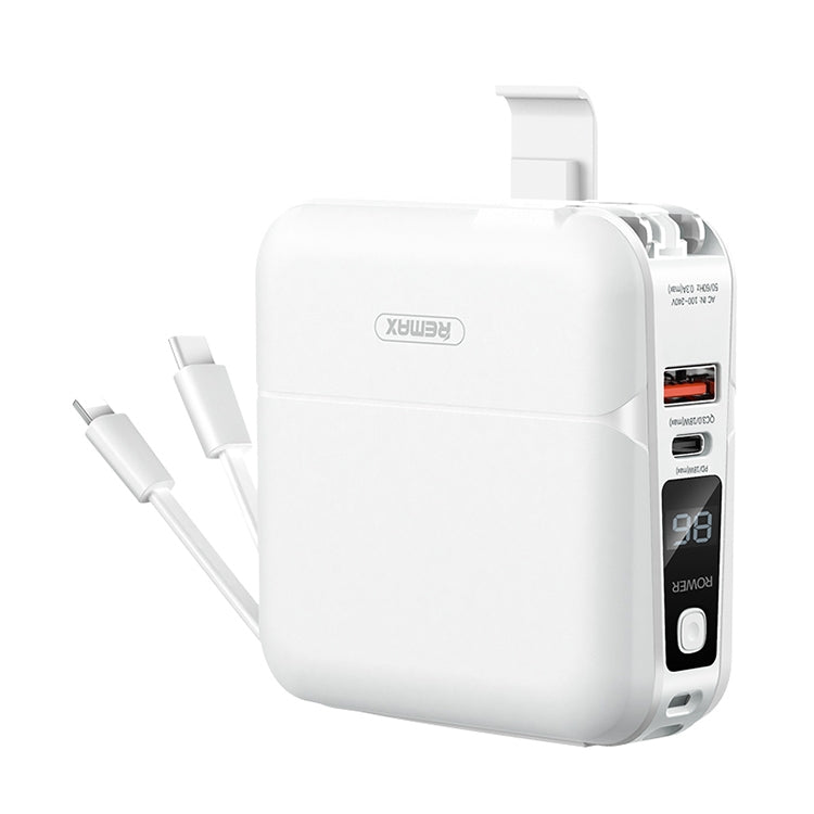 Remax RPP-20 Chargeur de banque d'alimentation mobile multifonctionnel quatre-en-un illimité USB + 2 Type C + Prise CN 8 broches (Blanc)