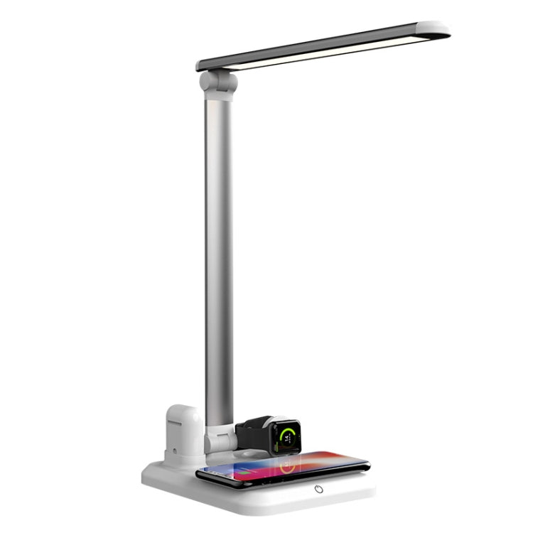 X-1 4 IN1 Wireless Protection Desk Lamp for iWatch / iPhone / Airpods (Silver)