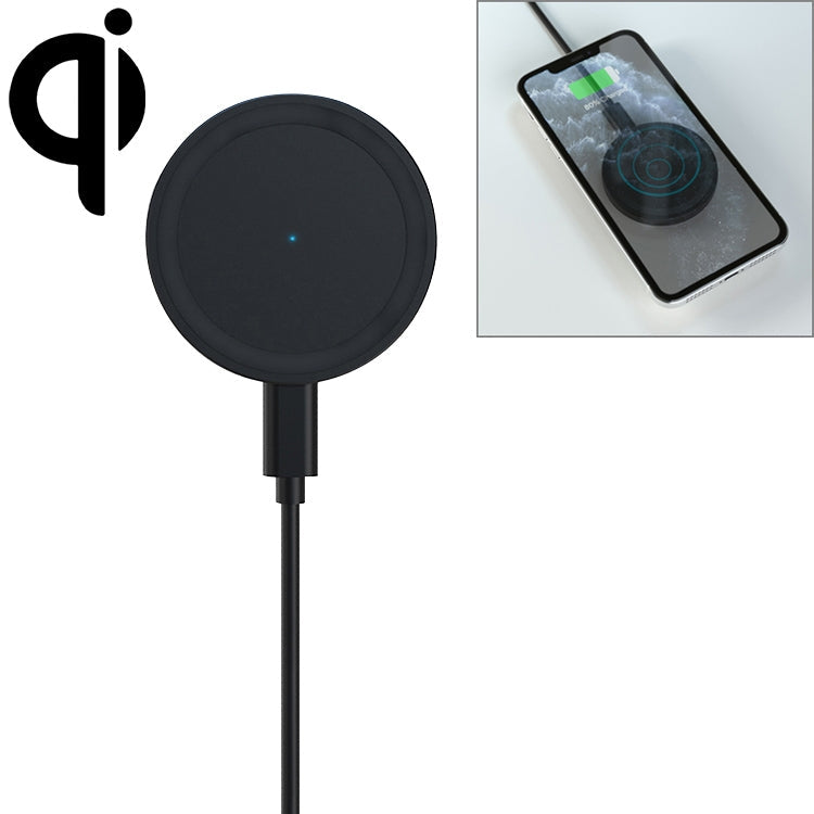 JJT-963 15W QI Standard Round Magsafe Wireless Fast Charging Charger for iPhone 12 Series (Black)