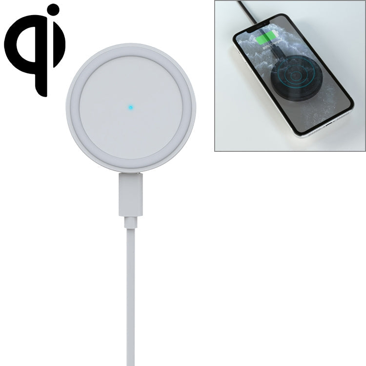 JJT-963 15W QI Standard Round Magsafe Wireless Fast Charging Charger for iPhone 12 Series (White)