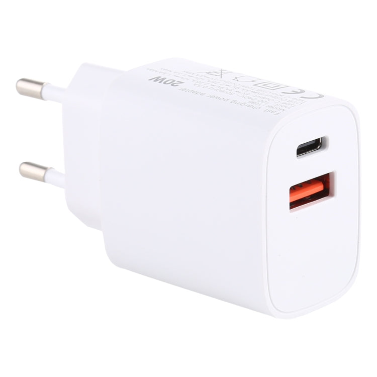 T085 20W USB + Type-C Fast Charging Travel Power Adapter EU Plug