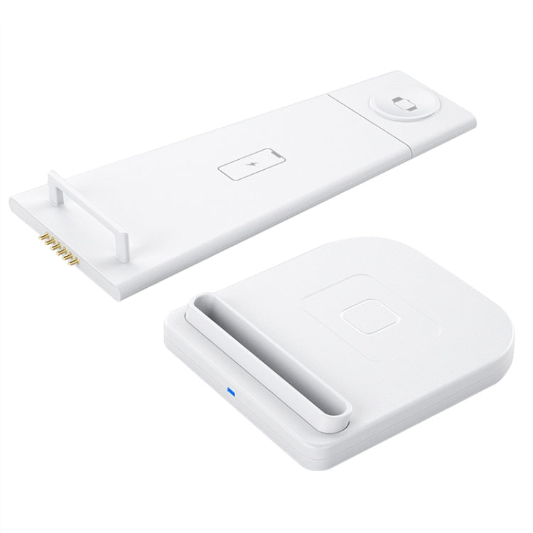 HQ-UD21 3 en 1 Support de Charge de Montre de Téléphone Portable Pliable Chargeur sans Fil Multifonction pour iPhone Apple Watch et Airpods (Blanc)