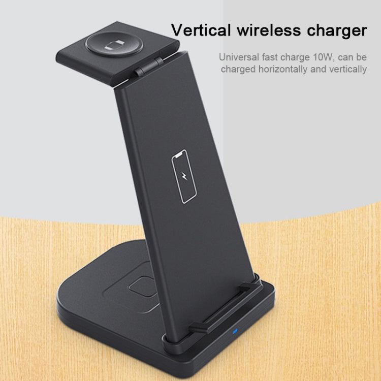 HQ-UD21 3 in 1 Foldable Mobile Phone Watch Charging Stand Multifunction Wireless Charger for iPhone Apple Watch and Airpods (Black)
