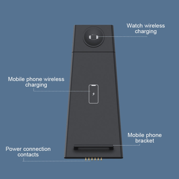 HQ-UD21 3 en 1 Reloj plegable para Teléfono Móvil Soporte de Carga Multifunción Cargador Inalámbrico para iPhone Apple Watch y Airpods (Negro)
