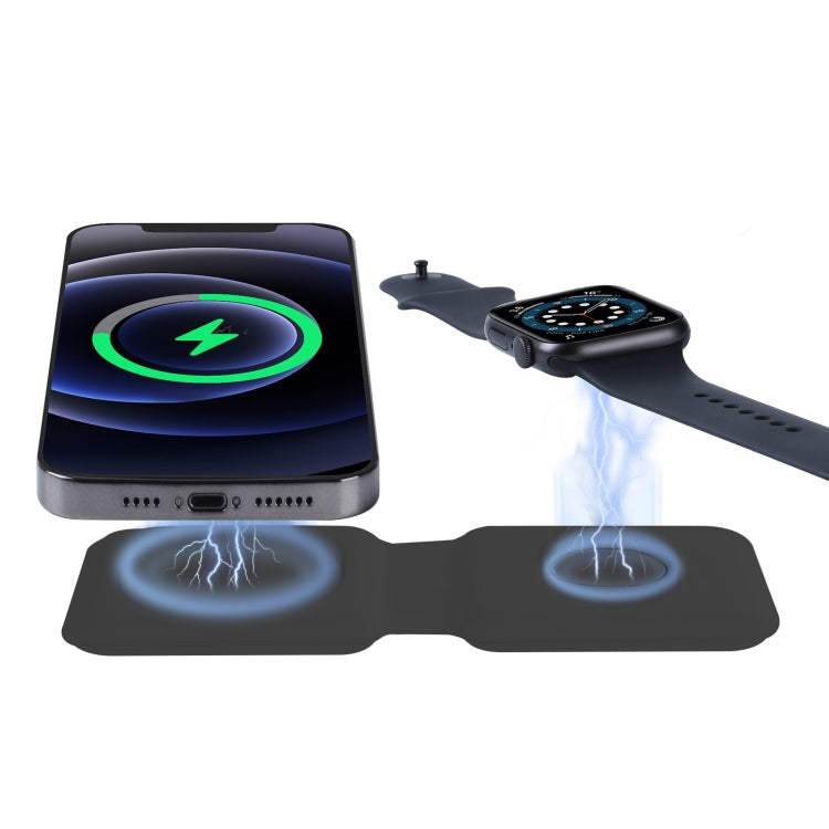 Q500 Foldable Magnetic Dual Wireless Charger for Phones / iWatch / AirPods (Black)