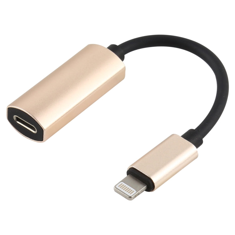 2 in 1 8 Pin Male to Dual 8 Pin Female Charging and Listening Music Audio Audio Adapter Compatible with All iOS Systems (Gold)