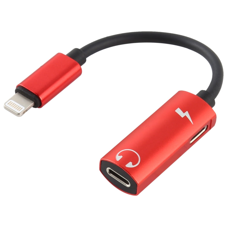 2 in 1 8-Pin-Stecker auf Dual-Pin-Buchse zum Aufladen und Hören von Musik Audio-Audio-Adapter, kompatibel mit allen iOS-Systemen (rot)