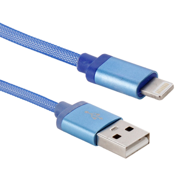 1m Net Style Metal Head 8 Pin to USB Data Cable / Charger For iPhone XR / iPhone XS MAX / iPhone X and XS / iPhone 8 and 8 Plus / iPhone 7 and 7 Plus / iPhone 6 and 6s and 6 Plus and 6s Plus / iPad (Blue)