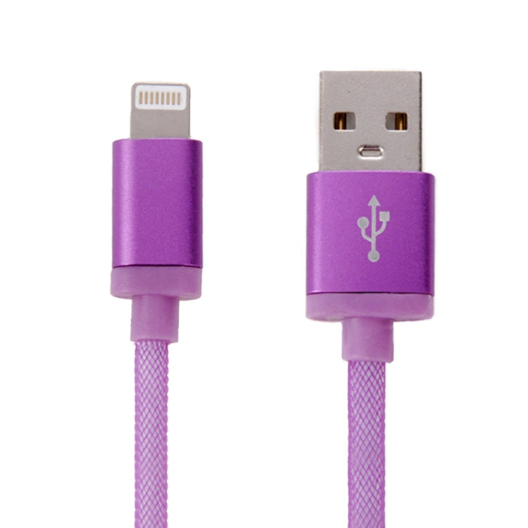 1m Net Style Metal Head 8 Pin to USB Data Cable / Charger For iPhone XR / iPhone XS MAX / iPhone X and XS / iPhone 8 and 8 Plus / iPhone 7 and 7 Plus / iPhone 6 and 6s and 6 Plus and 6s Plus / iPad (Purple)