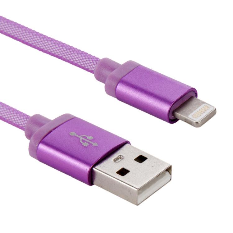 1m Net Style Metal Head 8 Pin to USB Data Cable / Charger For iPhone XR / iPhone XS MAX / iPhone X and XS / iPhone 8 and 8 Plus / iPhone 7 and 7 Plus / iPhone 6 and 6s and 6 Plus and 6s Plus / iPad (Purple)