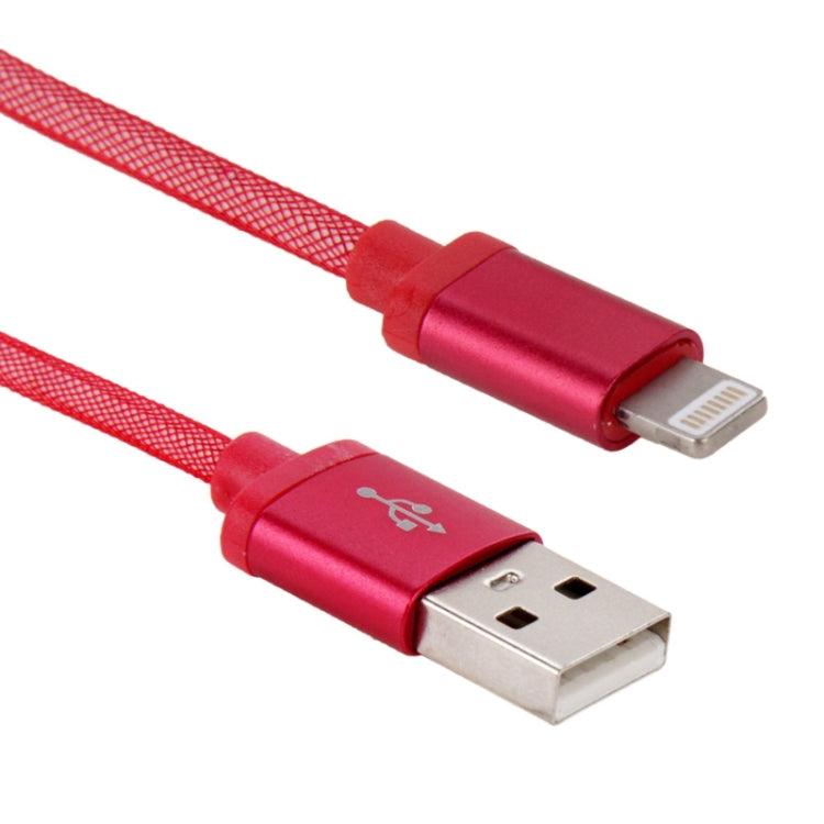 1m Net Style Metal Head 8 Pin to USB Data Cable / Charger For iPhone XR / iPhone XS MAX / iPhone X and XS / iPhone 8 and 8 Plus / iPhone 7 and 7 Plus / iPhone 6 and 6s and 6 Plus and 6s Plus / iPad (Red)