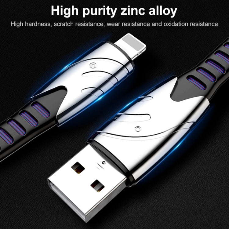 KO51 1,2 m 3 en 1 USB vers 8 broches + USB-C / TYPE-C + câble de données en tissu micro USB Shark (Bleu)