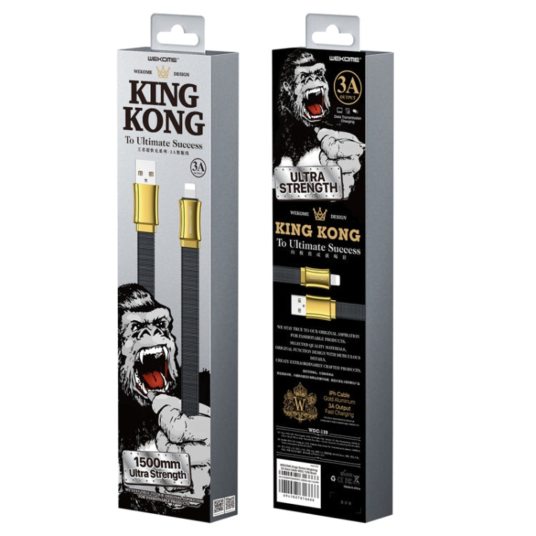 WK WDC-139 3A USB a 8 pin King Kong Serie Cable de Datos para iPhone iPad (Oro)
