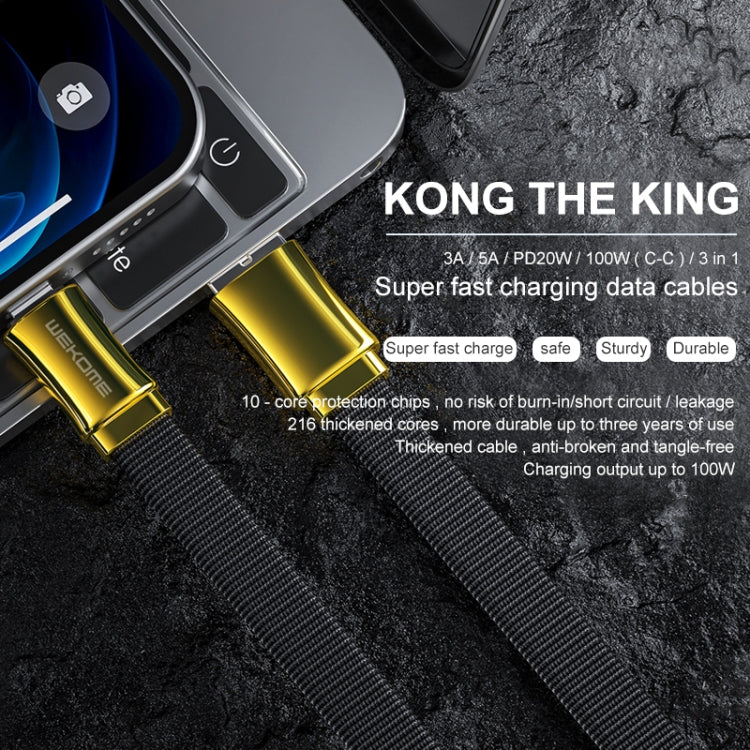 WK WDC-139 Câble de données série USB à 8 broches King Kong 3A pour iPhone iPad (Or)
