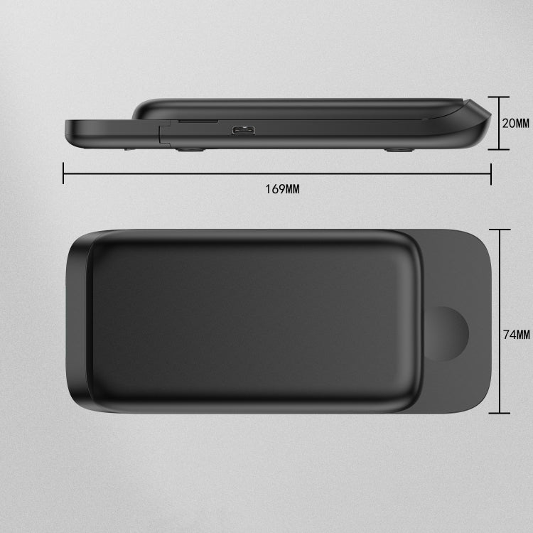 V8 3 en 1 Reloj de telefonía Móvil Portátil plegable con Cargador Inalámbrico de soporte de Carga Multifunción para iPhones Apple Watch Airpods (Negro)