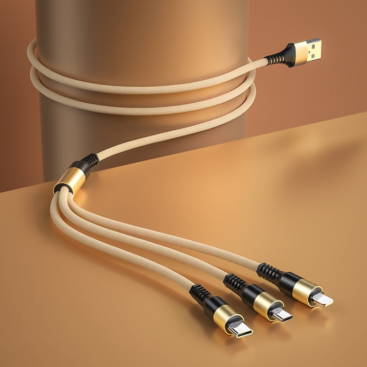 WK WDC-125 2.0A 3 en 1 USB vers 8 broches + Micro USB + USB-C / Type C Longueur du câble de charge : 1,2 m (Or)