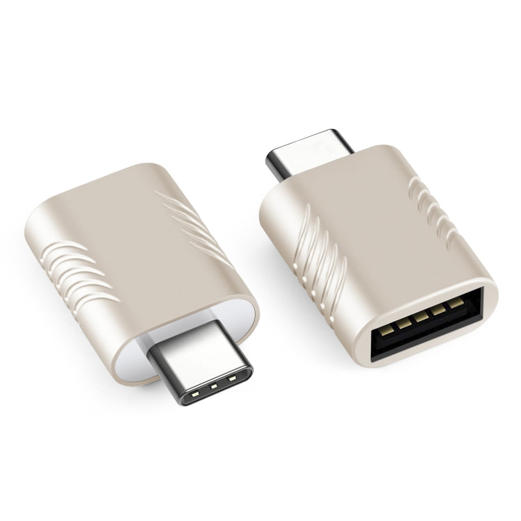 2 PCS SBT-148 USB-C / TYPE-C Male to USB 3.0 Female Zinc Alloy Adapter (Champagne Gold)