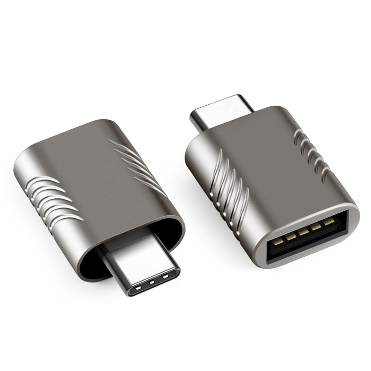2 PCS SBT-148 USB-C / Type-C Male to USB 3.0 Female Zinc Alloy Adapter (Cosmic Grey)