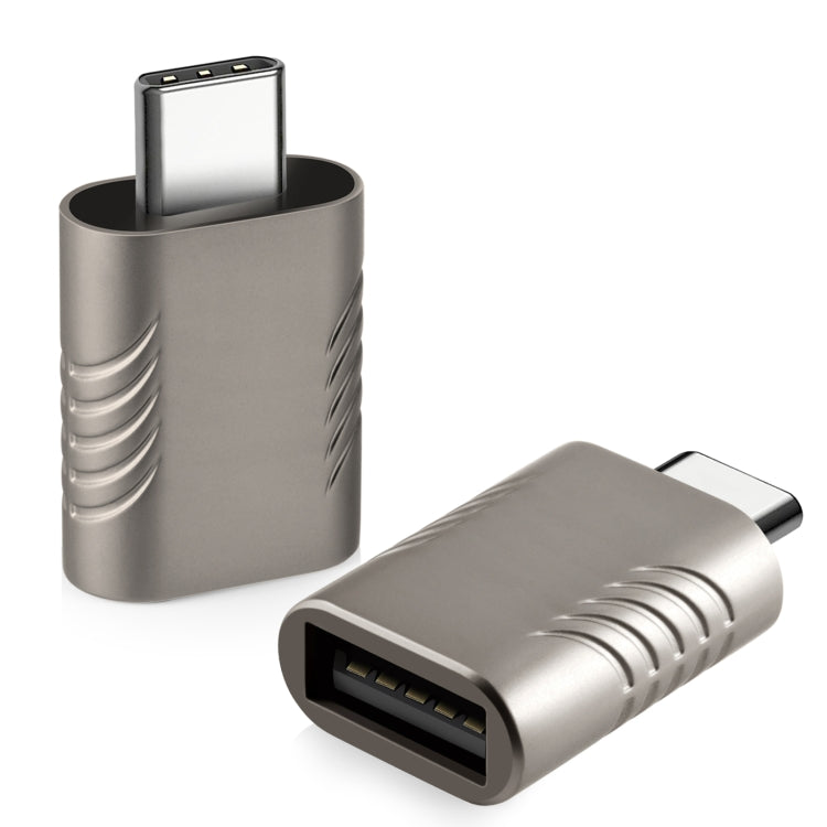 2 PCS SBT-148 USB-C / Typ-C-Stecker auf USB 3.0-Buchse, Zinklegierungsadapter (Cosmic Grey)