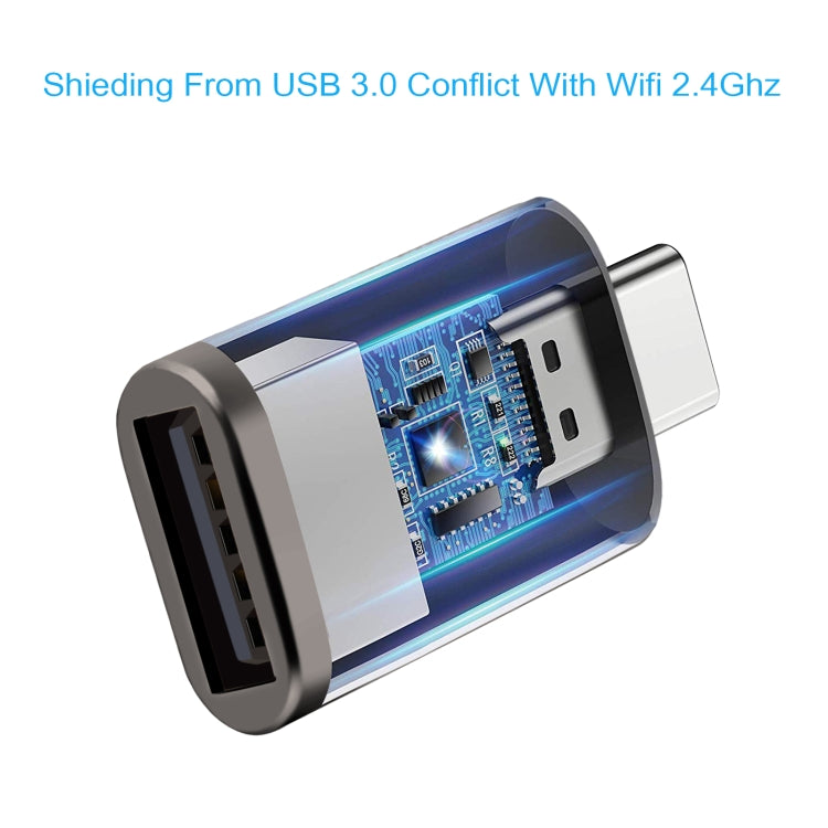 2 PCS SBT-148 USB-C / Tipo-C Macho a USB 3.0 Adaptador de aleación de zinc Hembra (Gris cósmico)