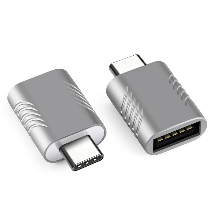 2 PCS SBT-148 USB-C / TYPE-C Male to USB 3.0 Females Zinc Alloy Adapter (Space Silver)