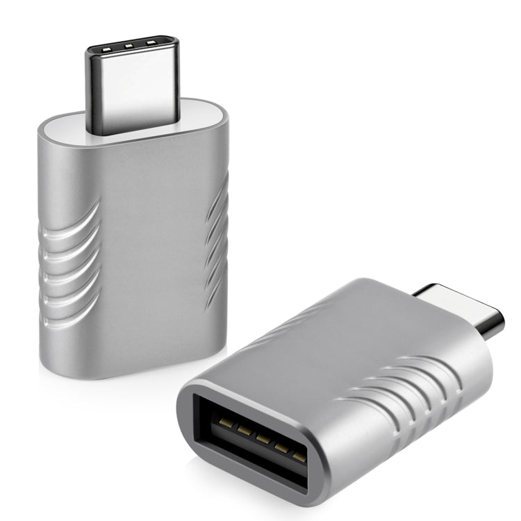2 PCS SBT-148 USB-C / TYPE-C Male to USB 3.0 Females Zinc Alloy Adapter (Space Silver)